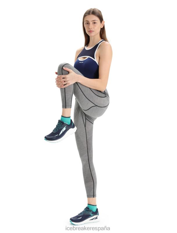 Icebreaker mujer Medias merino fastray de talle alto gridlines 0V2J0749 ropa metro jaspeado/negro