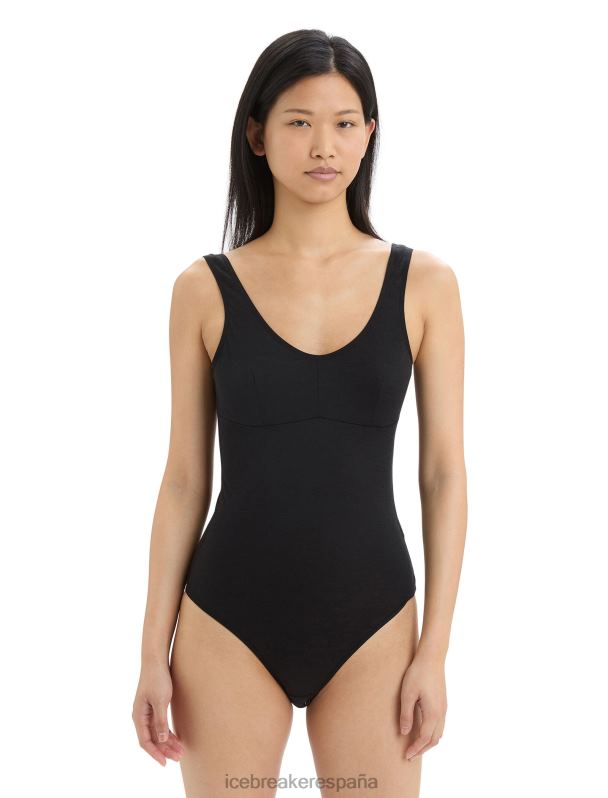 Icebreaker mujer body sin mangas merino queens 0V2J0544 ropa negro