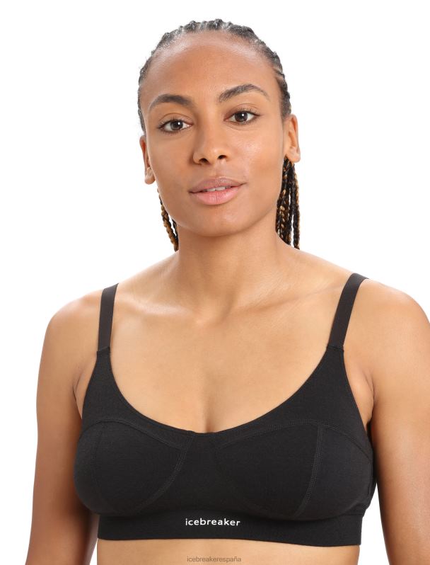 Icebreaker mujer sujetador con cierre de reina de merino 0V2J0553 ropa negro