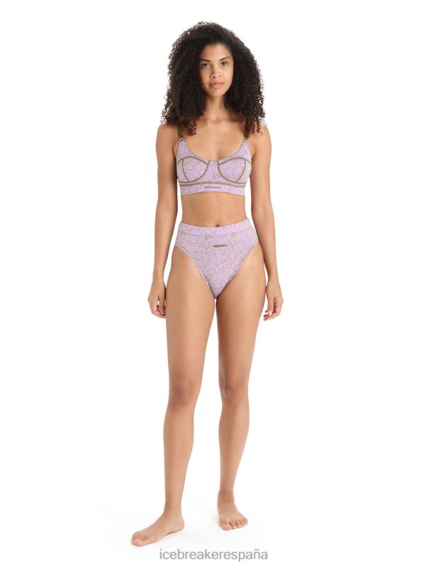 Icebreaker mujer sujetador con cierre de reina de merino 0V2J0554 ropa algas/neblina púrpura