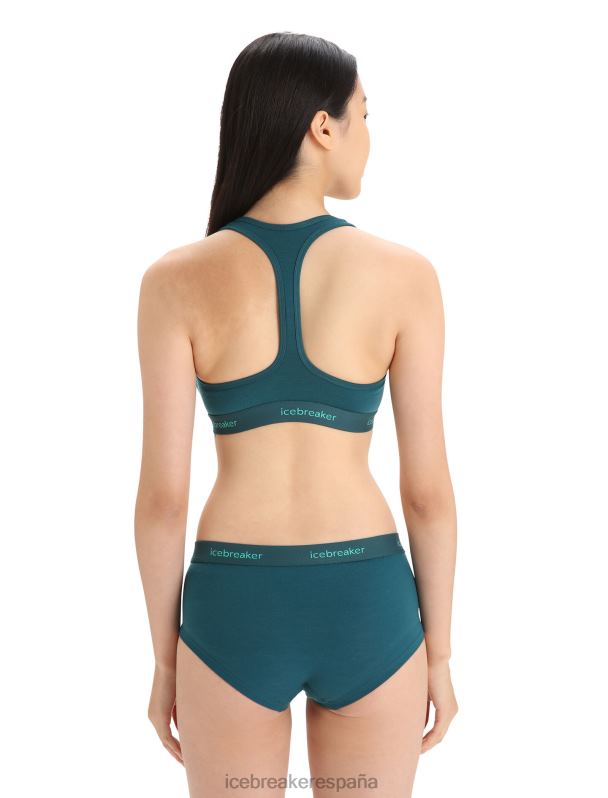 Icebreaker mujer sujetador con espalda cruzada de merino sprite 0V2J0525 ropa gloria verde