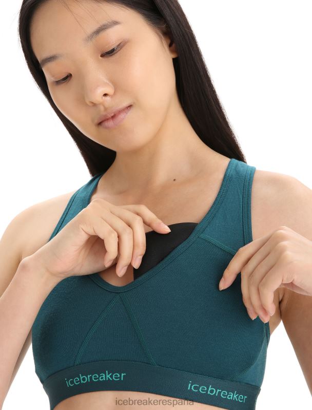 Icebreaker mujer sujetador con espalda cruzada de merino sprite 0V2J0525 ropa gloria verde