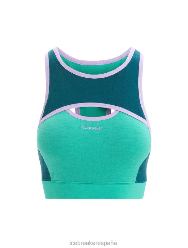 Icebreaker mujer sujetador deportivo de punto merino 0V2J0541 ropa gloria fresca/verde