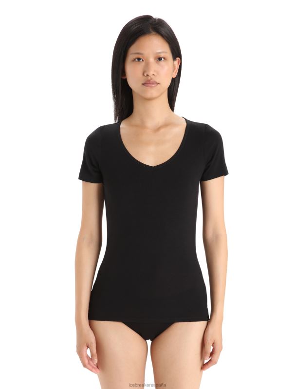 Icebreaker mujer top de manga corta con diseño de sirena de merino 0V2J0539 ropa negro