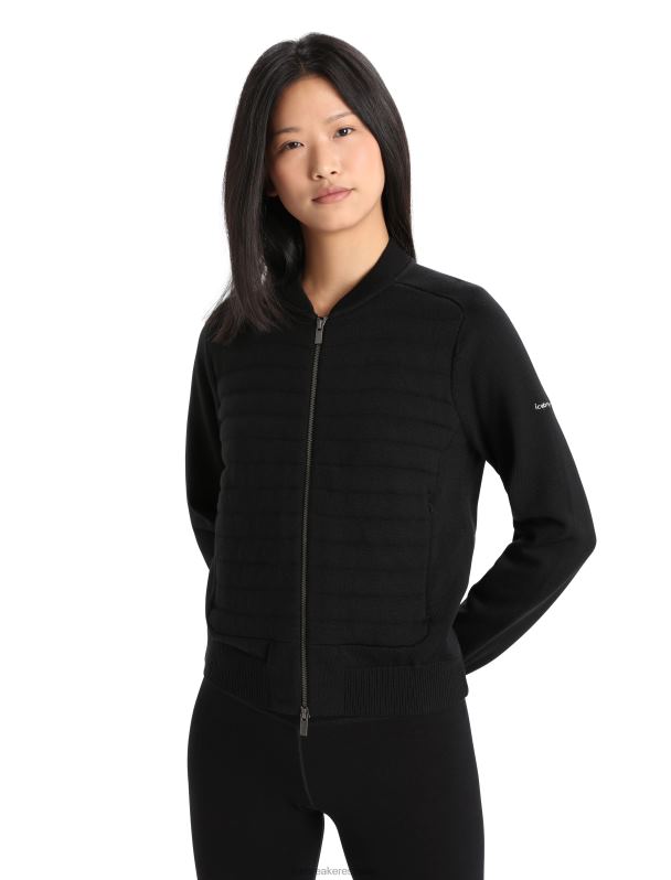 Icebreaker mujer City Label Zoneknit chaqueta bomber de punto con aislamiento de merino 0V2J0683 ropa negro