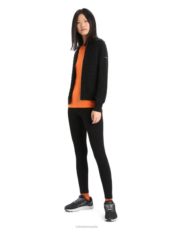 Icebreaker mujer City Label Zoneknit chaqueta bomber de punto con aislamiento de merino 0V2J0683 ropa negro