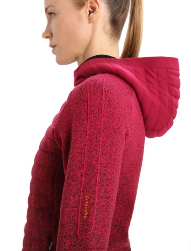 Icebreaker mujer Sudadera con capucha y cremallera de manga larga con aislamiento de merino Zoneknit hasta lo profundo 0V2J0888 ropa cereza/expreso