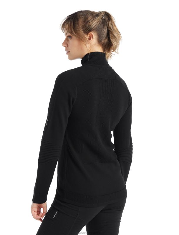 Icebreaker mujer Zoneknit Merino manga larga media cremallera 0V2J0724 ropa negro