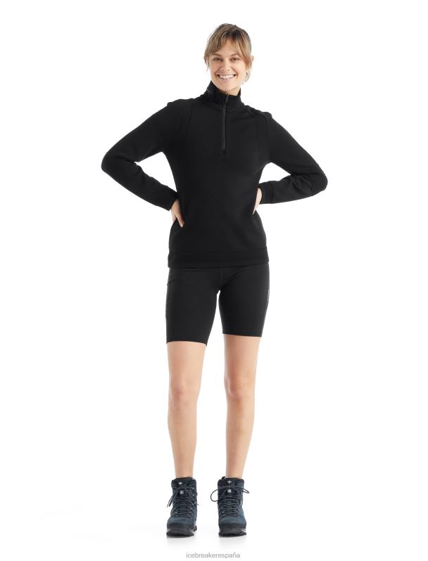 Icebreaker mujer Zoneknit Merino manga larga media cremallera 0V2J0724 ropa negro