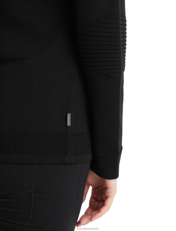 Icebreaker mujer Zoneknit Merino manga larga media cremallera 0V2J0724 ropa negro