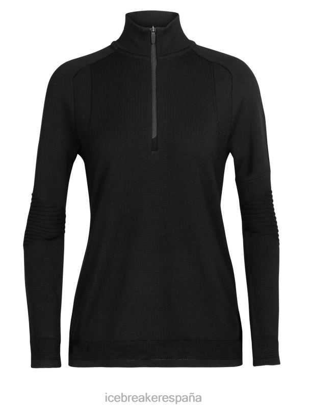 Icebreaker mujer Zoneknit Merino manga larga media cremallera 0V2J0724 ropa negro