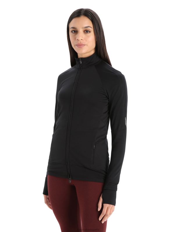Icebreaker mujer chaqueta de punto merino de manga larga con cremallera 0V2J0718 ropa negro