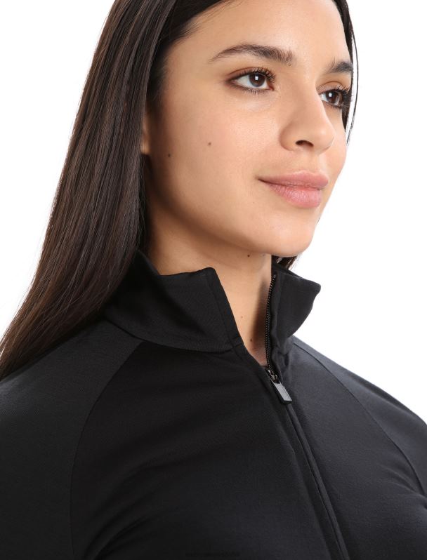 Icebreaker mujer chaqueta de punto merino de manga larga con cremallera 0V2J0718 ropa negro