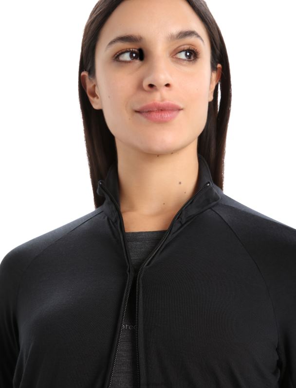 Icebreaker mujer chaqueta de punto merino de manga larga con cremallera 0V2J0718 ropa negro