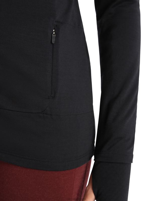 Icebreaker mujer chaqueta de punto merino de manga larga con cremallera 0V2J0718 ropa negro
