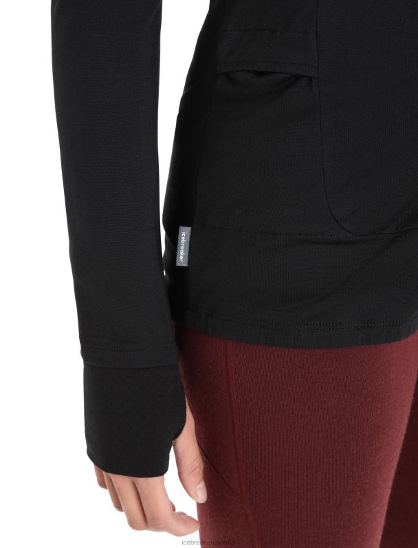 Icebreaker mujer chaqueta de punto merino de manga larga con cremallera 0V2J0718 ropa negro