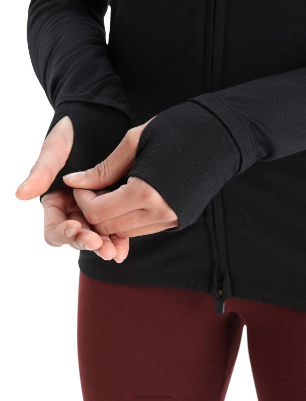 Icebreaker mujer chaqueta de punto merino de manga larga con cremallera 0V2J0718 ropa negro