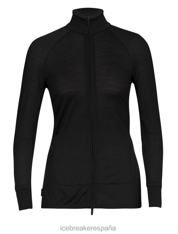 Icebreaker mujer chaqueta de punto merino de manga larga con cremallera 0V2J0718 ropa negro