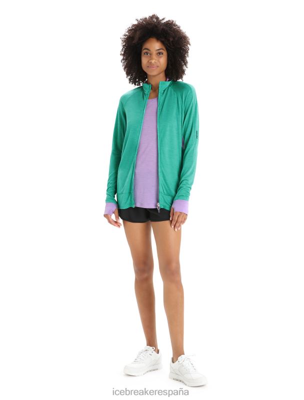 Icebreaker mujer chaqueta de punto merino de manga larga con cremallera 0V2J0719 ropa mirada fresca/púrpura