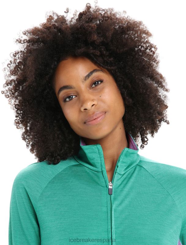 Icebreaker mujer chaqueta de punto merino de manga larga con cremallera 0V2J0719 ropa mirada fresca/púrpura