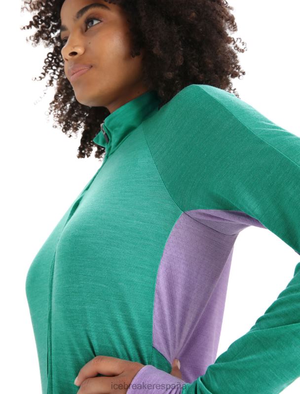 Icebreaker mujer chaqueta de punto merino de manga larga con cremallera 0V2J0719 ropa mirada fresca/púrpura