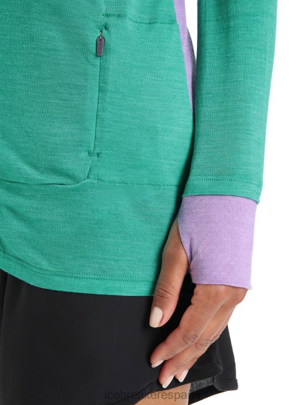 Icebreaker mujer chaqueta de punto merino de manga larga con cremallera 0V2J0719 ropa mirada fresca/púrpura