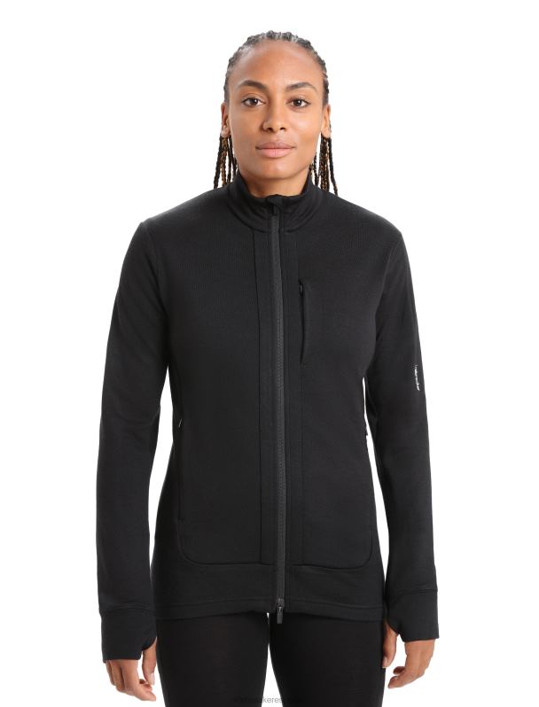 Icebreaker mujer chaqueta merino quantum iii de manga larga con cremallera 0V2J0714 ropa negro