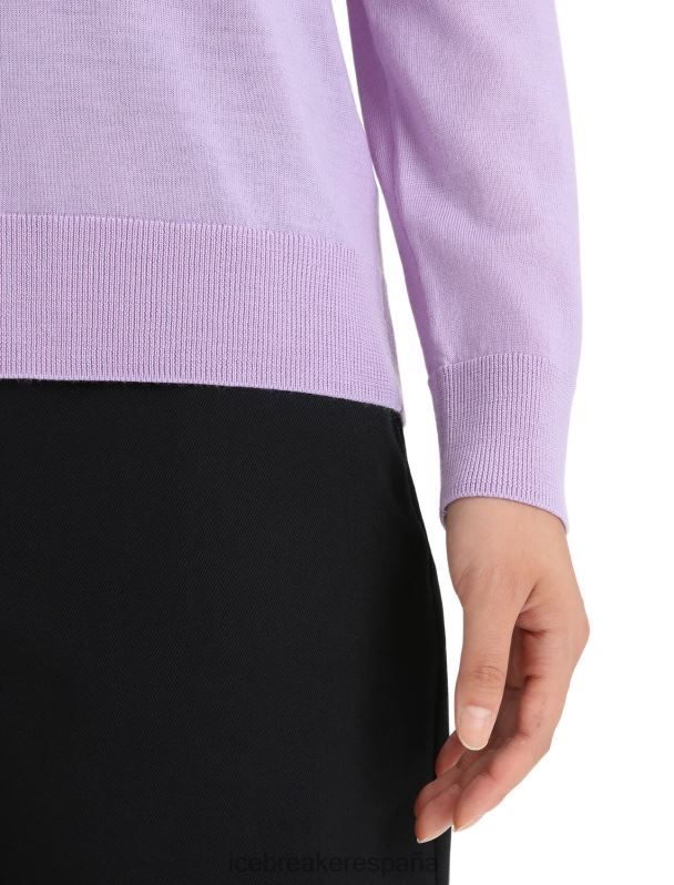 Icebreaker mujer suéter merino wilcox de manga larga con cuello en v 0V2J0723 ropa mirada morada