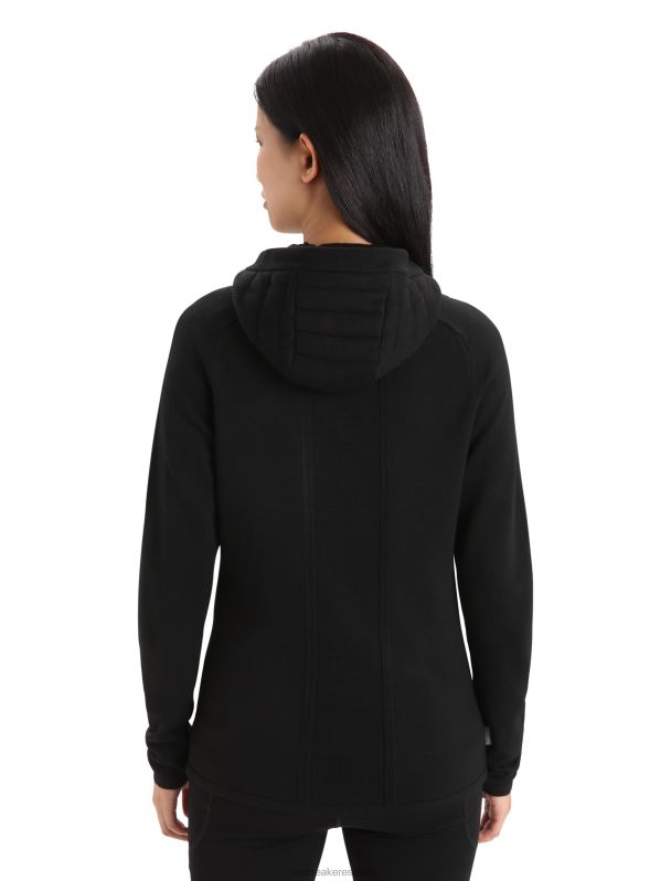 Icebreaker mujer sudadera con capucha y cremallera de manga larga con aislamiento de merino Zoneknit 0V2J0711 ropa negro