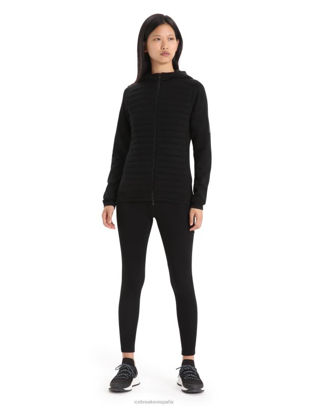 Icebreaker mujer sudadera con capucha y cremallera de manga larga con aislamiento de merino Zoneknit 0V2J0711 ropa negro
