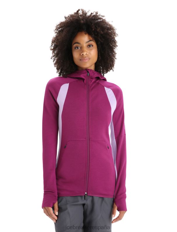 Icebreaker mujer sudadera con capucha y cremallera de manga larga de merino Zoneknit 0V2J0713 ropa ir baya/mirada morada