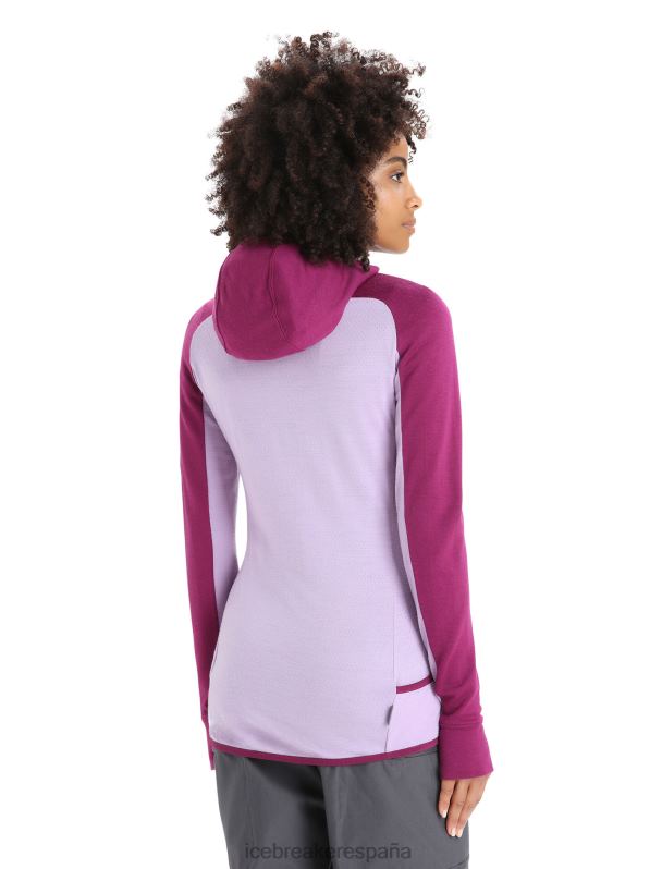 Icebreaker mujer sudadera con capucha y cremallera de manga larga de merino Zoneknit 0V2J0713 ropa ir baya/mirada morada
