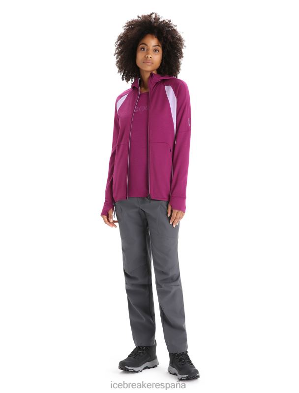 Icebreaker mujer sudadera con capucha y cremallera de manga larga de merino Zoneknit 0V2J0713 ropa ir baya/mirada morada