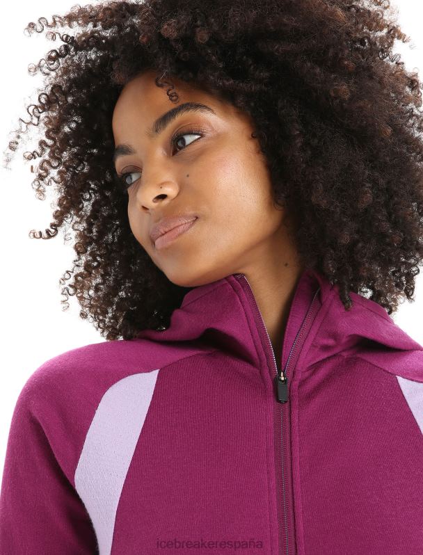 Icebreaker mujer sudadera con capucha y cremallera de manga larga de merino Zoneknit 0V2J0713 ropa ir baya/mirada morada