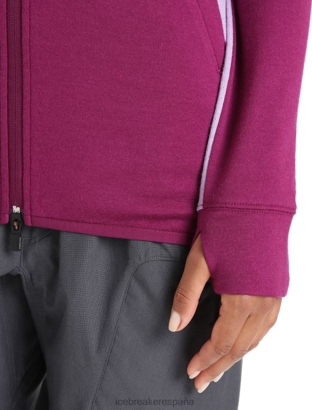 Icebreaker mujer sudadera con capucha y cremallera de manga larga de merino Zoneknit 0V2J0713 ropa ir baya/mirada morada