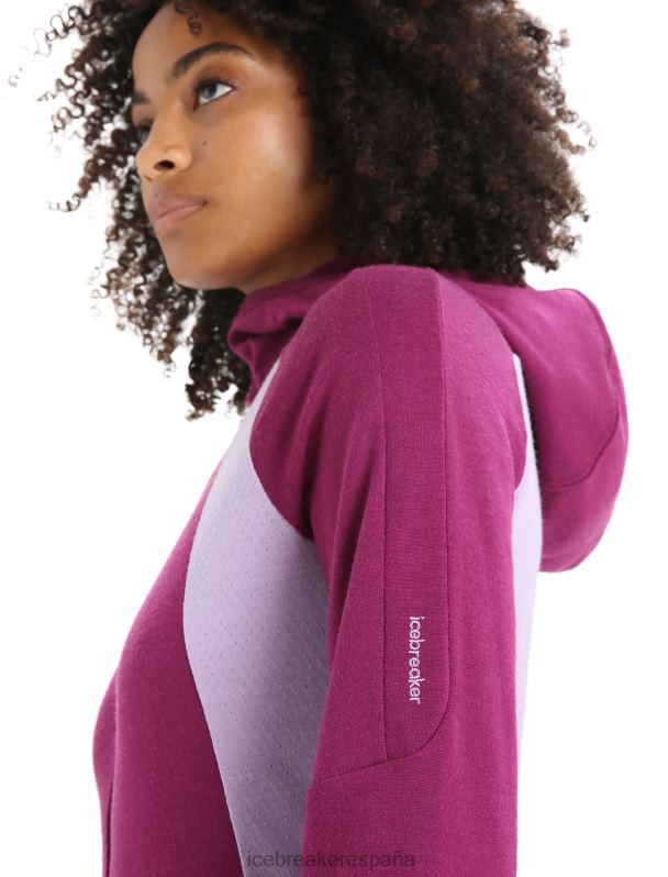 Icebreaker mujer sudadera con capucha y cremallera de manga larga de merino Zoneknit 0V2J0713 ropa ir baya/mirada morada