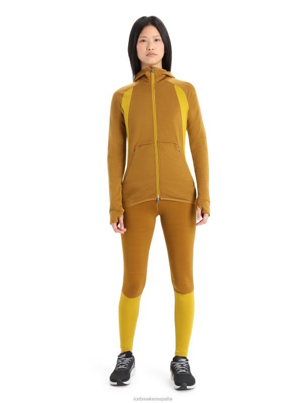 Icebreaker mujer sudadera con capucha y cremallera de manga larga de merino Zoneknit 0V2J0855 ropa clavo/oro silencioso