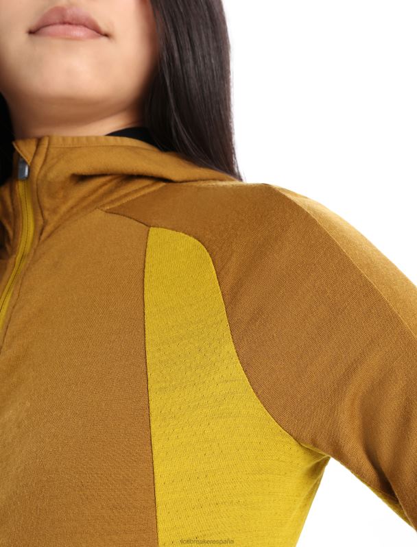 Icebreaker mujer sudadera con capucha y cremallera de manga larga de merino Zoneknit 0V2J0855 ropa clavo/oro silencioso