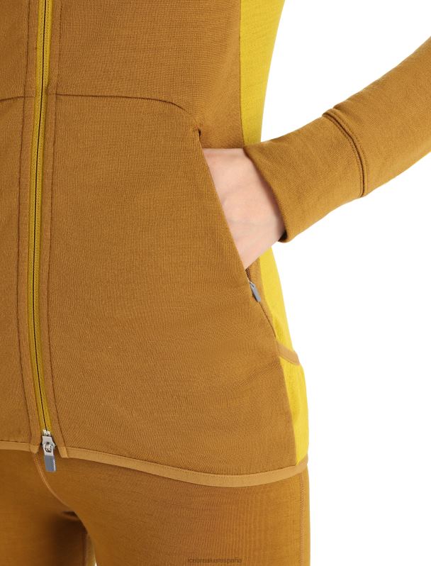 Icebreaker mujer sudadera con capucha y cremallera de manga larga de merino Zoneknit 0V2J0855 ropa clavo/oro silencioso