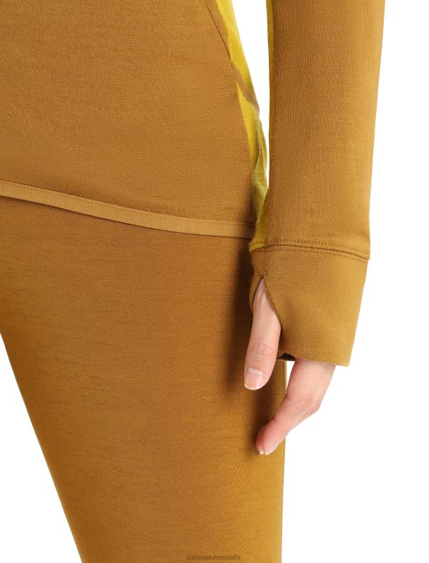 Icebreaker mujer sudadera con capucha y cremallera de manga larga de merino Zoneknit 0V2J0855 ropa clavo/oro silencioso