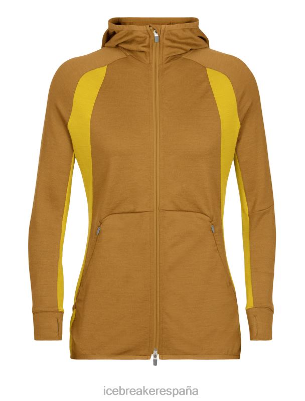 Icebreaker mujer sudadera con capucha y cremallera de manga larga de merino Zoneknit 0V2J0855 ropa clavo/oro silencioso