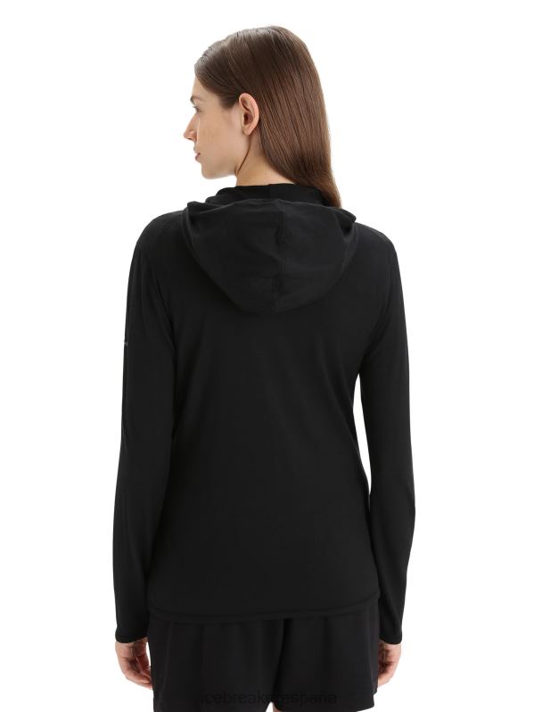 Icebreaker mujer sudadera con capucha y cremallera de manga larga de merino granary 0V2J0716 ropa negro
