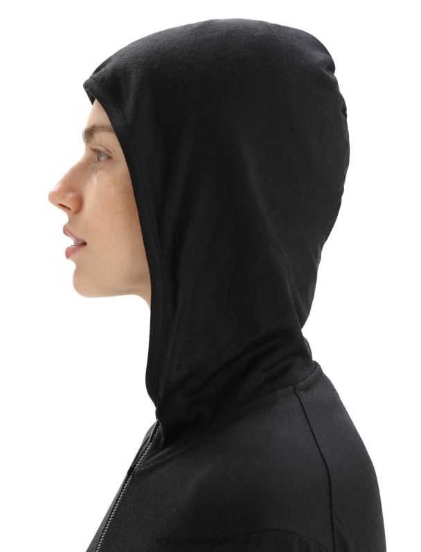 Icebreaker mujer sudadera con capucha y cremallera de manga larga de merino granary 0V2J0716 ropa negro