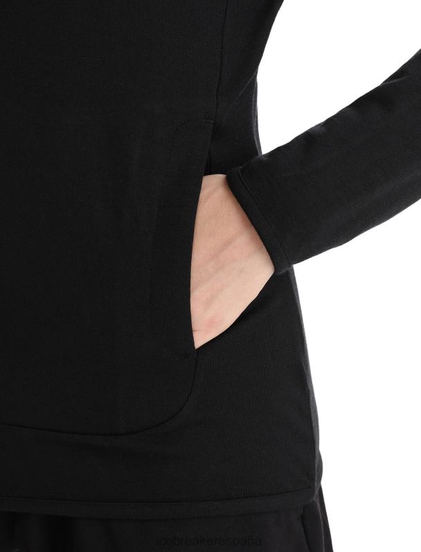 Icebreaker mujer sudadera con capucha y cremallera de manga larga de merino granary 0V2J0716 ropa negro