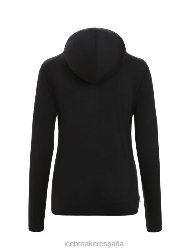 Icebreaker mujer sudadera con capucha y cremallera de manga larga de merino granary 0V2J0716 ropa negro