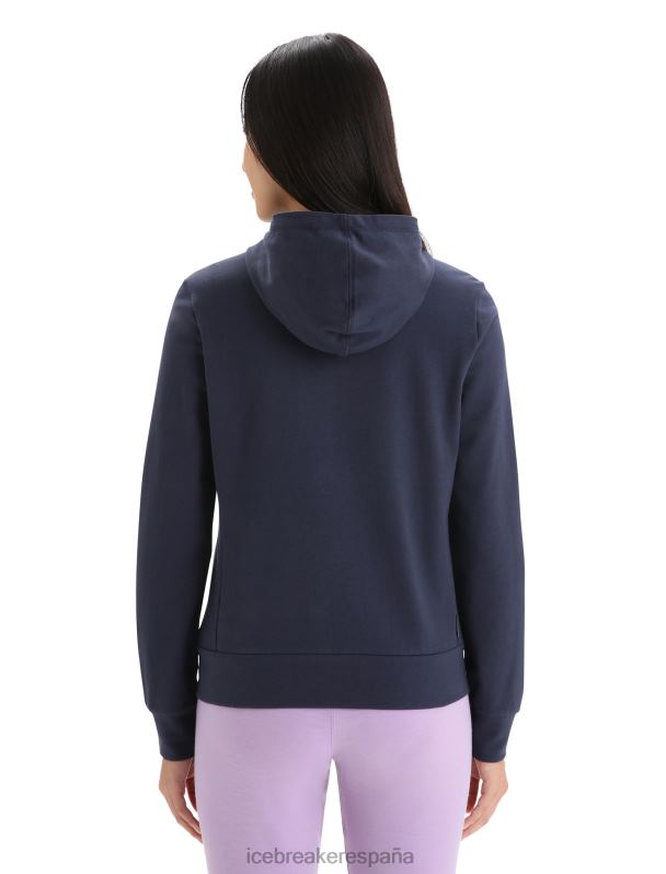 Icebreaker mujer sudadera con capucha y cremallera de manga larga merino central classic 0V2J0703 ropa azul marino de medianoche