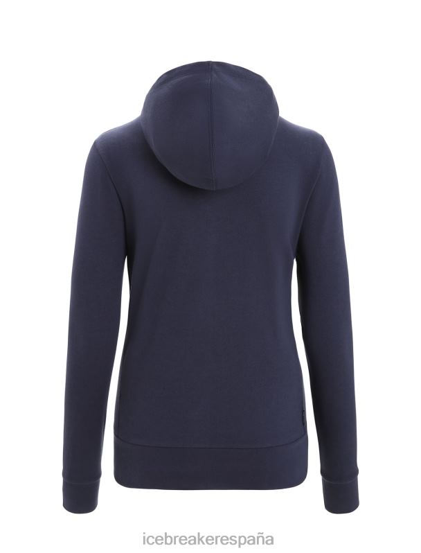 Icebreaker mujer sudadera con capucha y cremallera de manga larga merino central classic 0V2J0703 ropa azul marino de medianoche