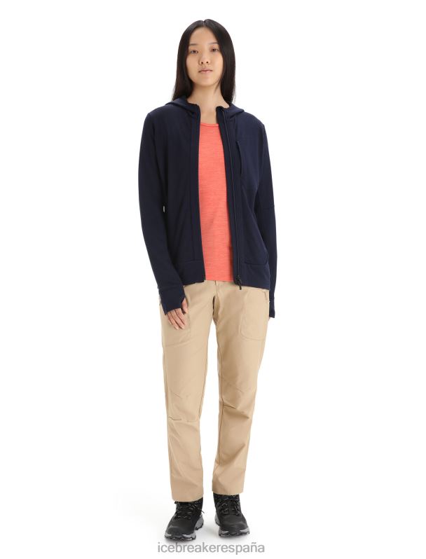 Icebreaker mujer sudadera con capucha y cremallera de manga larga merino quantum iii 0V2J0698 ropa azul marino de medianoche