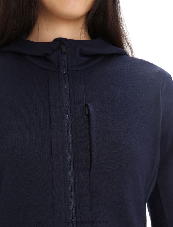 Icebreaker mujer sudadera con capucha y cremallera de manga larga merino quantum iii 0V2J0698 ropa azul marino de medianoche
