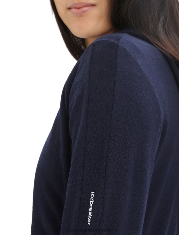 Icebreaker mujer sudadera con capucha y cremallera de manga larga merino quantum iii 0V2J0698 ropa azul marino de medianoche